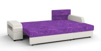 Угловой диван Аристократ Люкс велюр фиолетовый + экокожа белый