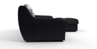 Угловой диван Мидгард Люкс экокожа черный + велюр черный + город