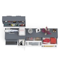 Мори Стол компьютерный МС-1 правый + Комод МК1380.6 + Полка 900, цвет графит/белый, ШхГхВ 228х50х209,6 см., НЕ универсальная сборка