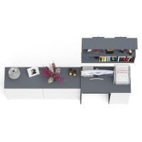 Мори Стол компьютерный МС-1 правый + Комод МК1380.6 + Полка 900, цвет графит/белый, ШхГхВ 228х50х209,6 см., НЕ универсальная сборка