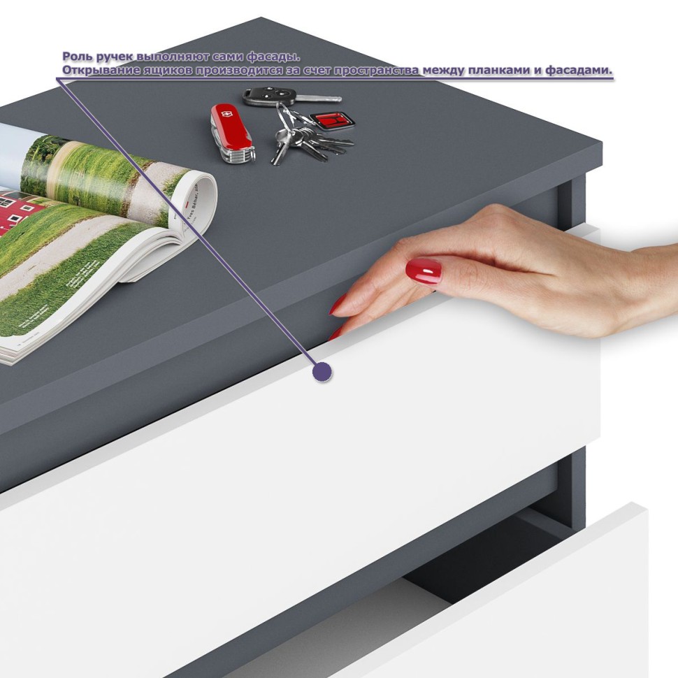 Мори Стол компьютерный МС-1 правый + Комод МК1380.6 + Полка 900, цвет графит/белый, ШхГхВ 228х50х209,6 см., НЕ универсальная сборка