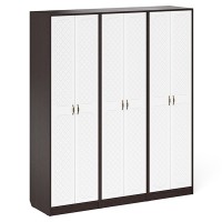 Прихожая П-6 Шкаф + Шкаф + Шкаф, цвет венге/фасады МДФ белое дерево фрезеровка ромб, ШхГхВ 180х50х210 см.