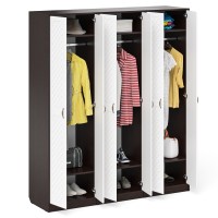 Прихожая П-6 Шкаф + Шкаф + Шкаф, цвет венге/фасады МДФ белое дерево фрезеровка ромб, ШхГхВ 180х50х210 см.