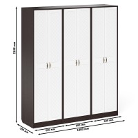 Прихожая П-6 Шкаф + Шкаф + Шкаф, цвет венге/фасады МДФ белое дерево фрезеровка ромб, ШхГхВ 180х50х210 см.