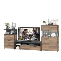 Трувор Гостиная 066, цвет дуб гранж песочный/интра, ШхГхВ 301,6х45,4х135,3 см., универсальная сборка