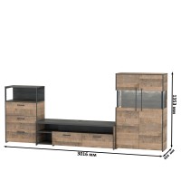 Трувор Гостиная 066, цвет дуб гранж песочный/интра, ШхГхВ 301,6х45,4х135,3 см., универсальная сборка