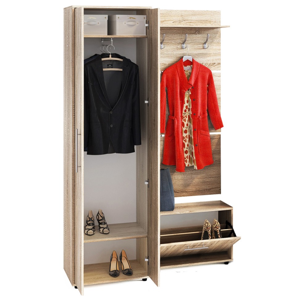 СНЯТО Прихожая Сокол ШО-1+ВШ-5.1+ТП-1, цвет дуб делано, ШхГхВ 120х43х209 см.