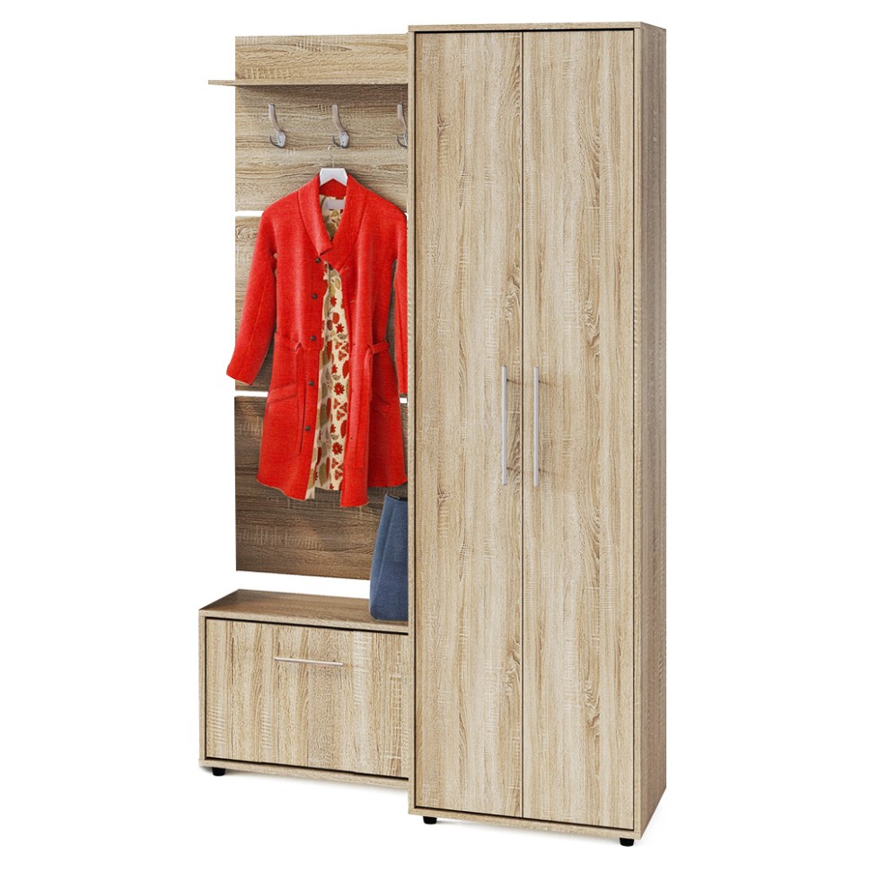 СНЯТО Прихожая Сокол ШО-1+ВШ-5.1+ТП-1, цвет дуб делано, ШхГхВ 120х43х209 см.