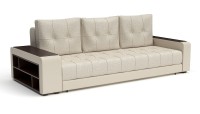Диван прямой Милан еврокнижка бежевая рогожка+бежевая экокожа