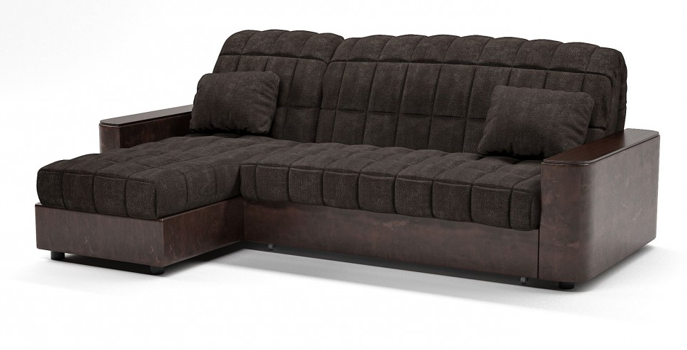 Диван угловой Даллас аккордеон коричневый велюр+коричневая экокожа