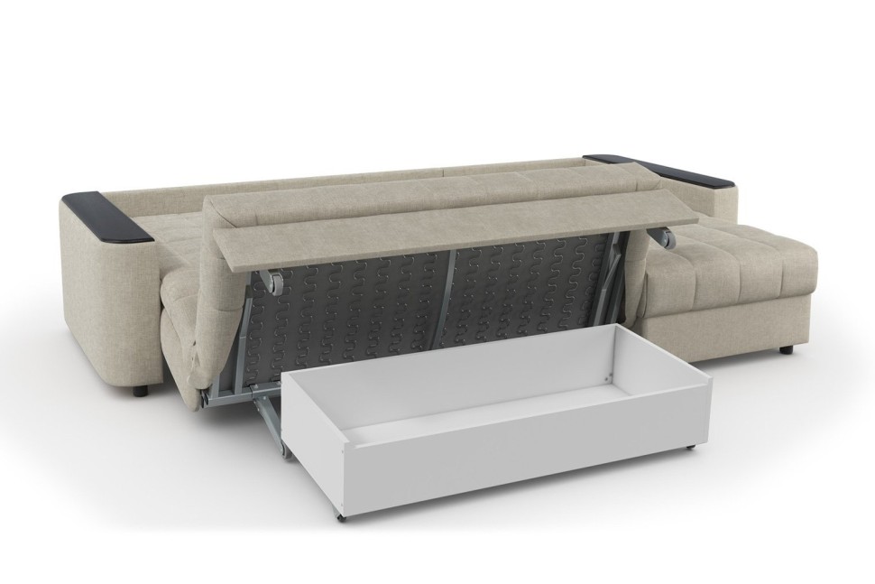 Диван угловой Даллас аккордеон коричневый велюр+коричневая экокожа