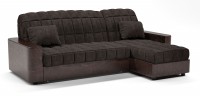 Диван угловой Даллас аккордеон коричневый велюр+коричневая экокожа