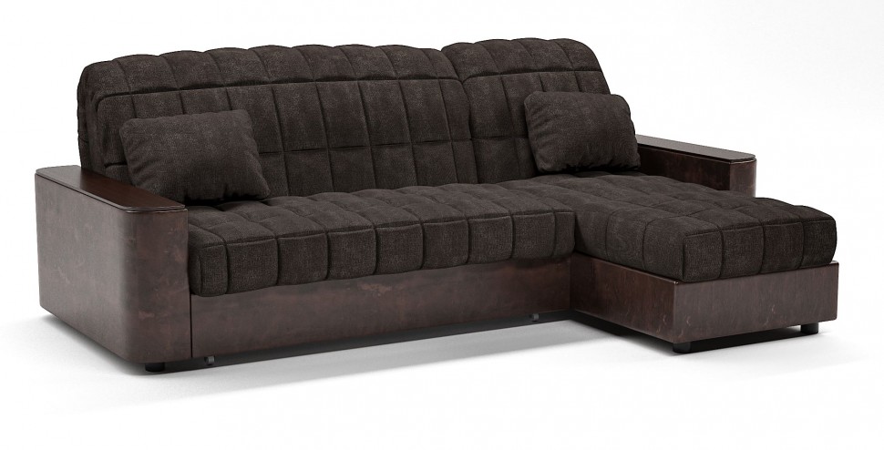 Диван угловой Даллас аккордеон коричневый велюр+коричневая экокожа