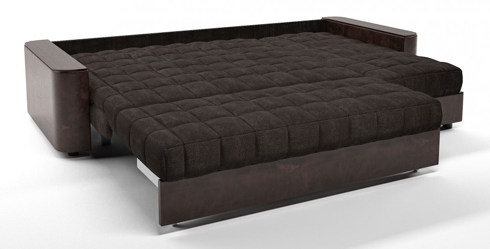Диван угловой Даллас аккордеон коричневый велюр+коричневая экокожа