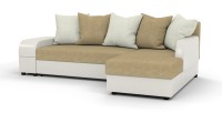 Угловой диван Аристократ Люкс рогожка бежевый + экокожа белый