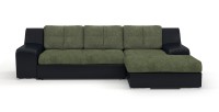 Угловой диван Мидгард Люкс экокожа черный + велюр зеленый