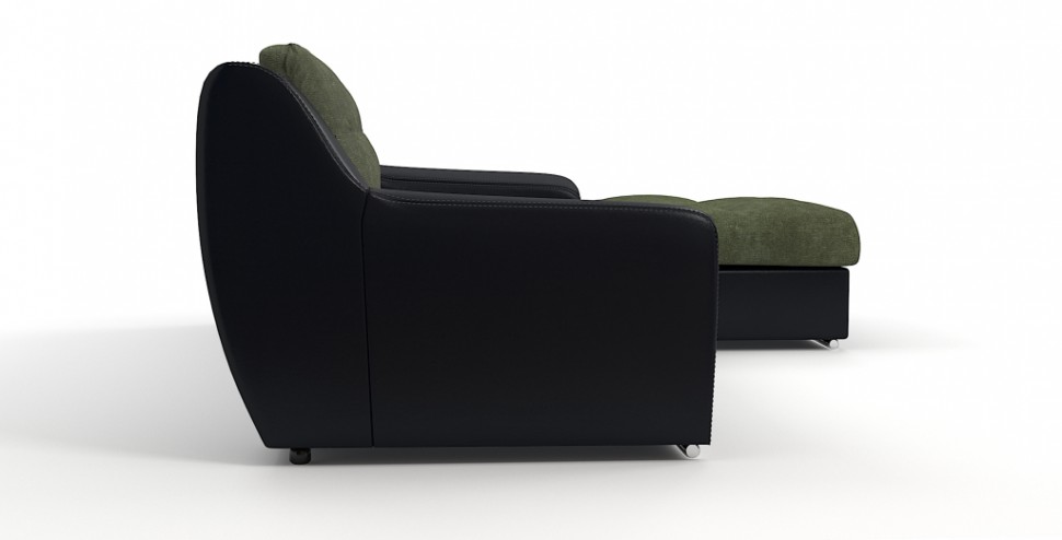 Угловой диван Мидгард Люкс экокожа черный + велюр зеленый