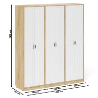 Прихожая П-6 Шкаф + Шкаф + Шкаф, цвет дуб сонома/фасады МДФ белое дерево фрезеровка прованс, ШхГхВ 180х50х210 см.