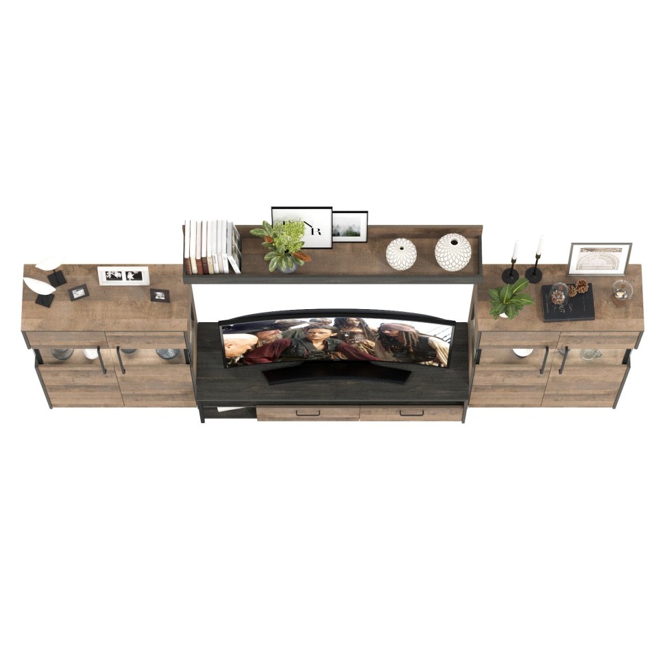 Трувор Гостиная 067, цвет дуб гранж песочный/интра, ШхГхВ 321,4х45,4х195 см., универсальная сборка