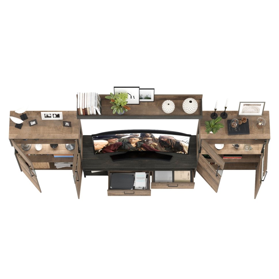 Трувор Гостиная 067, цвет дуб гранж песочный/интра, ШхГхВ 321,4х45,4х195 см., универсальная сборка