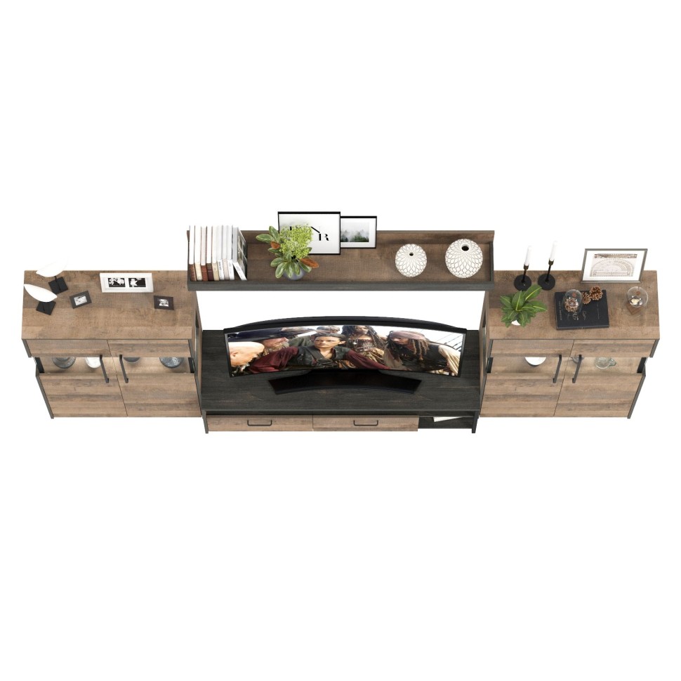 Трувор Гостиная 067, цвет дуб гранж песочный/интра, ШхГхВ 321,4х45,4х195 см., универсальная сборка