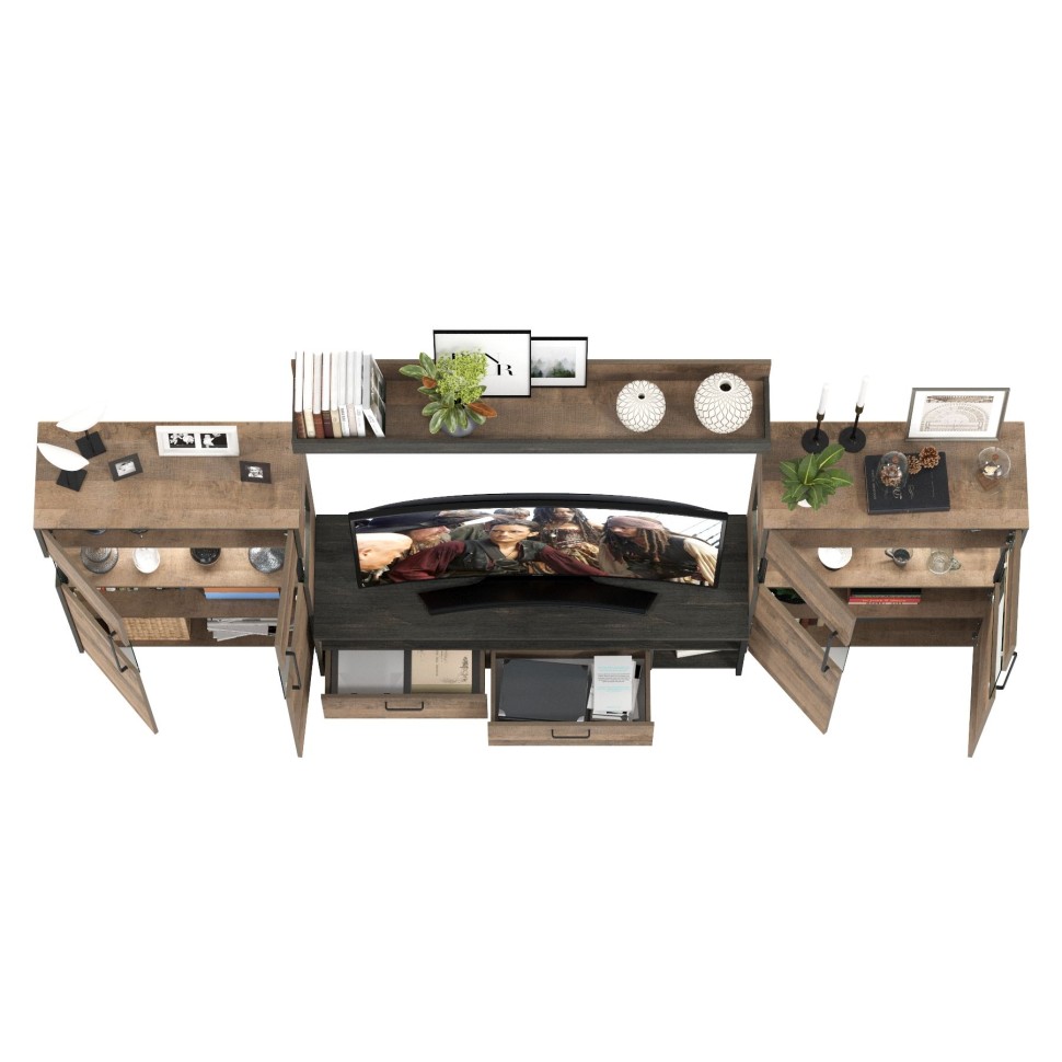 Трувор Гостиная 067, цвет дуб гранж песочный/интра, ШхГхВ 321,4х45,4х195 см., универсальная сборка