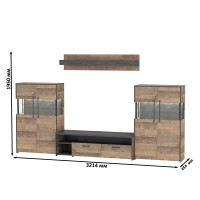 Трувор Гостиная 067, цвет дуб гранж песочный/интра, ШхГхВ 321,4х45,4х195 см., универсальная сборка