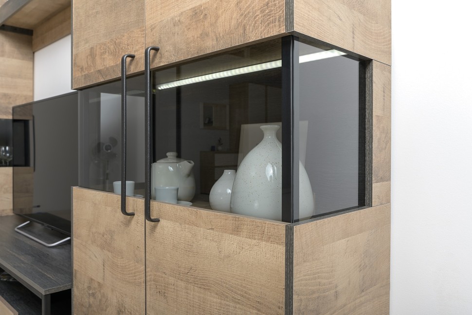 Трувор Гостиная 067, цвет дуб гранж песочный/интра, ШхГхВ 321,4х45,4х195 см., универсальная сборка