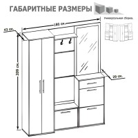 Прихожая Сокол ШО-1+ВШ-5.1+ТП-1+ПЗ-3+ТП-2, цвет дуб делано, ШхГхВ 180х43х209 см.