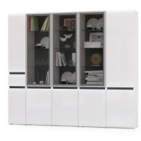 Сидней Комплектация № 020, цвет корпус: белый/чёрный/фасады: МДФ белый глянец, ШхГхВ 235х41,3х205,2 см., универсальная сборка