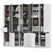 Сидней Комплектация № 020, цвет корпус: белый/чёрный/фасады: МДФ белый глянец, ШхГхВ 235х41,3х205,2 см., универсальная сборка