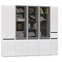 Сидней Комплектация № 020, цвет корпус: белый/чёрный/фасады: МДФ белый глянец, ШхГхВ 235х41,3х205,2 см., универсальная сборка