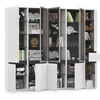 Сидней Комплектация № 020, цвет корпус: белый/чёрный/фасады: МДФ белый глянец, ШхГхВ 235х41,3х205,2 см., универсальная сборка