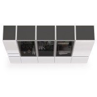 Сидней Комплектация № 020, цвет корпус: белый/чёрный/фасады: МДФ белый глянец, ШхГхВ 235х41,3х205,2 см., универсальная сборка