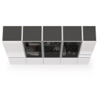 Сидней Комплектация № 020, цвет корпус: белый/чёрный/фасады: МДФ белый глянец, ШхГхВ 235х41,3х205,2 см., универсальная сборка