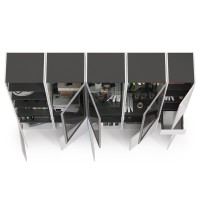 Сидней Комплектация № 020, цвет корпус: белый/чёрный/фасады: МДФ белый глянец, ШхГхВ 235х41,3х205,2 см., универсальная сборка