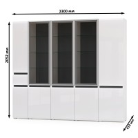 Сидней Комплектация № 020, цвет корпус: белый/чёрный/фасады: МДФ белый глянец, ШхГхВ 235х41,3х205,2 см., универсальная сборка