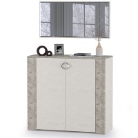 Амели Комод 13.107 + Зеркало, цвет шёлковый камень/бетон чикаго беж, ШхГхВ 108х41,3х165 см.