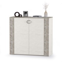 Амели Комод 13.107 + Зеркало, цвет шёлковый камень/бетон чикаго беж, ШхГхВ 108х41,3х165 см.