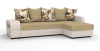 Угловой диван Аристократ Люкс рогожка бежевый + экокожа бежевый