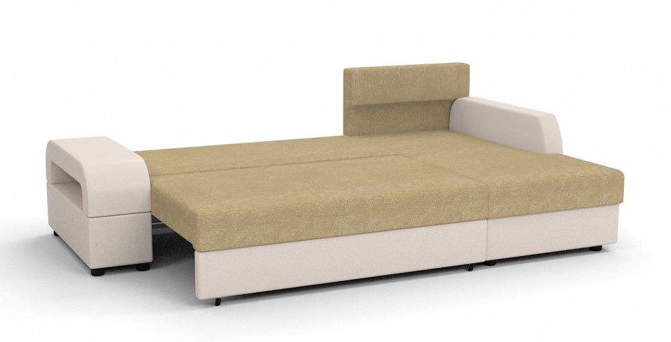 Угловой диван Аристократ Люкс рогожка бежевый + экокожа бежевый