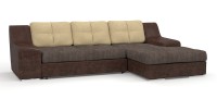 Угловой диван Мидгард Люкс экокожа коричневый + велюр коричневый/бежевый