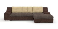 Угловой диван Мидгард Люкс экокожа коричневый + велюр коричневый/бежевый