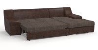 Угловой диван Мидгард Люкс экокожа коричневый + велюр коричневый/бежевый