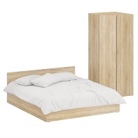 Кровать 1800 + Шкаф угловой Стандарт, цвет дуб сонома, ШхГхВ 183,5х203,5х70 + 81,2х81,2х200см., сп.м. 1800х2000 мм., без матраса, основание есть