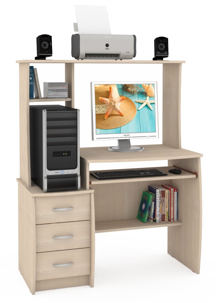 СНЯТО Стол компьютерный Комфорт 5 СК, цвет дуб паллада, ШхГхВ 105х57х132 см., НЕ универсальная сборка (50)
