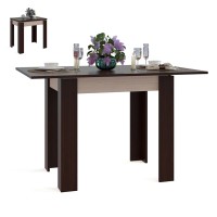 СНЯТО Стол обеденный Сокол СО-1 раскладной, цвет белёный дуб/венге, ШхГхВ 80х60х77 см., разложенный 120х80х76 см., столешница и ножки венге