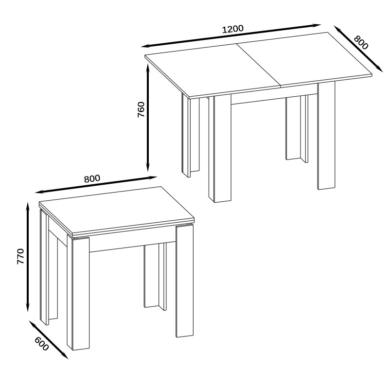 СНЯТО Стол обеденный Сокол СО-1 раскладной, цвет белёный дуб/венге, ШхГхВ 80х60х77 см., разложенный 120х80х76 см., столешница и ножки венге