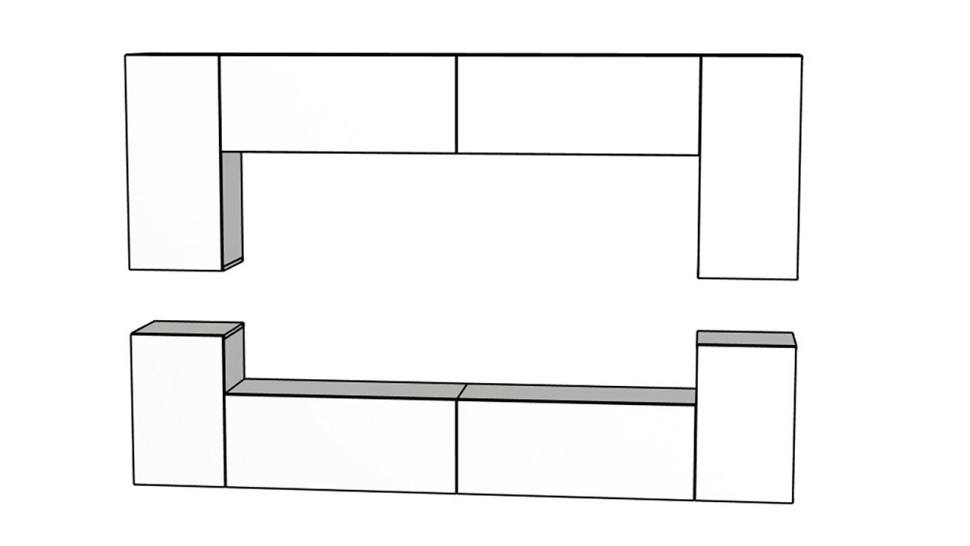 Гостиная 9 МДФ Белый DM635-6 / Белый Фасадный 0101