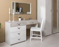 Амели Комод 13.106 + Стол туалетный 12.48 + Зеркало, цвет шёлковый камень/бетон чикаго беж, ШхГхВ 130х41,3х145 см., универсальная сборка